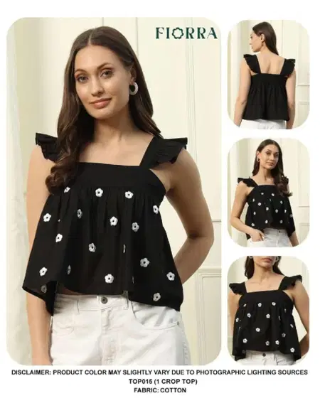Fiorra TOP015 Cotton Work Ladies Western Top Wholesale Market In Surat
